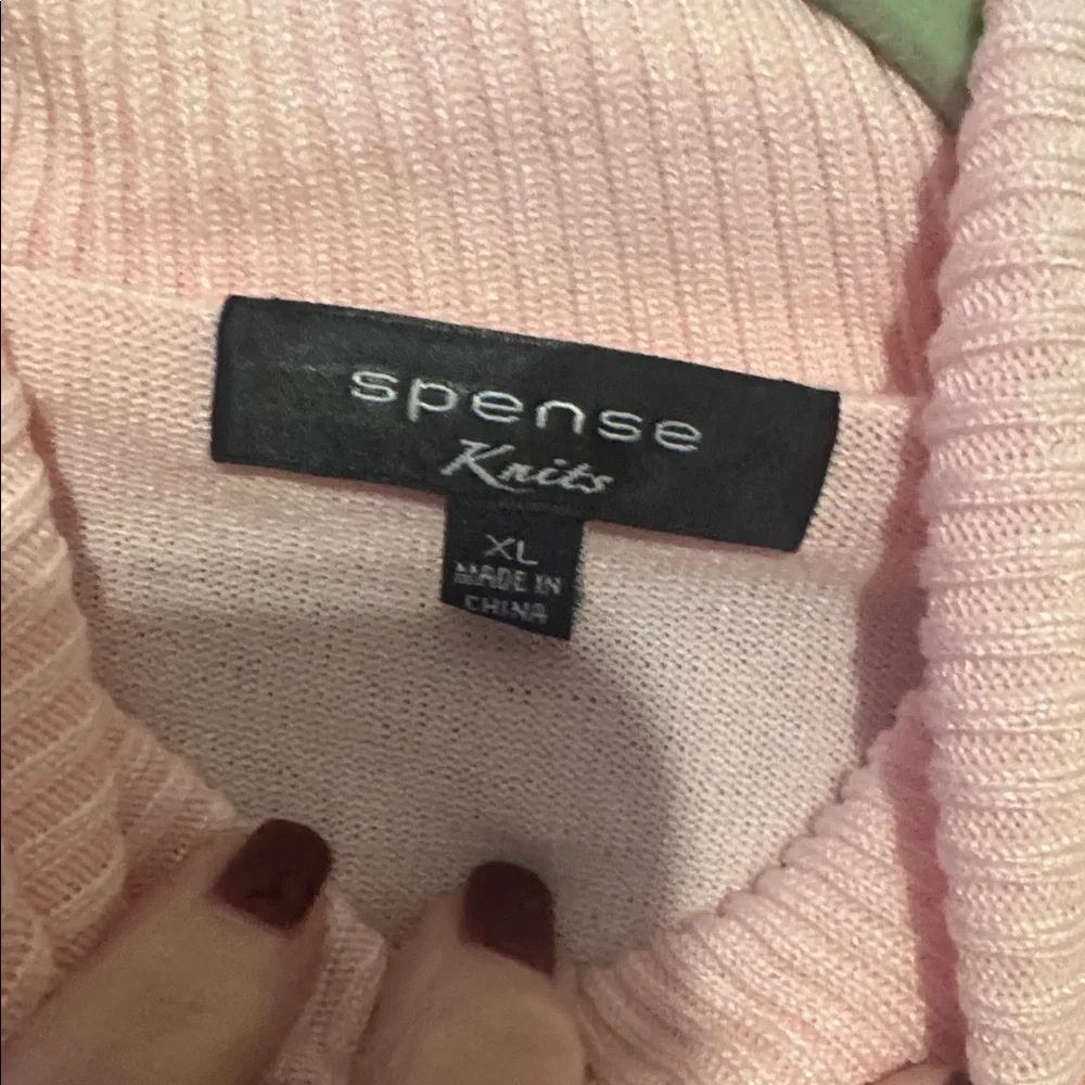 Knit Blush Pink XL Turtleneck Sweater – Button Cuff Detail